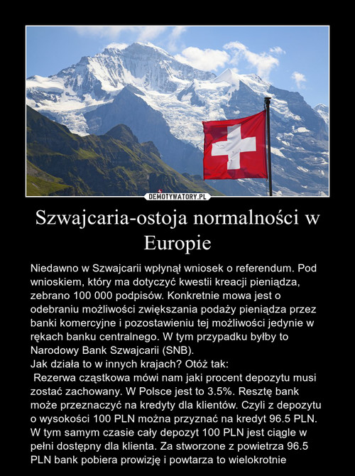 Szwajcaria-ostoja normalności w Europie