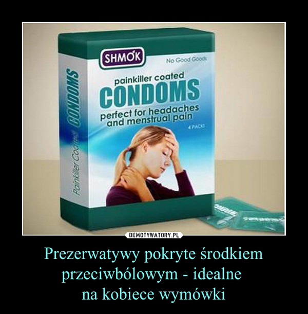 Prezerwatywy pokryte środkiem przeciwbólowym - idealne na kobiece wymówki –  