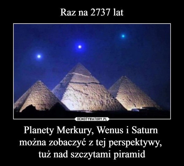 Raz na 2737 lat Planety Merkury, Wenus i Saturn 
można zobaczyć z tej perspektywy, 
tuż nad szczytami piramid