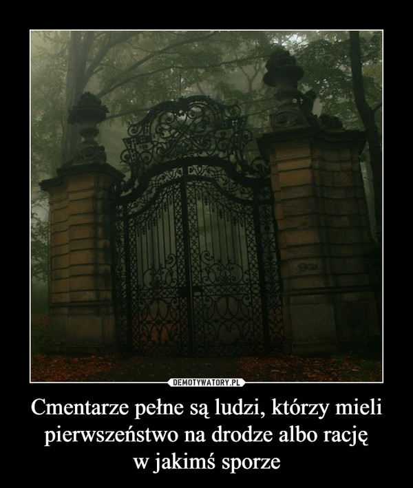 Cmentarze pełne są ludzi, którzy mieli pierwszeństwo na drodze albo racjęw jakimś sporze –  