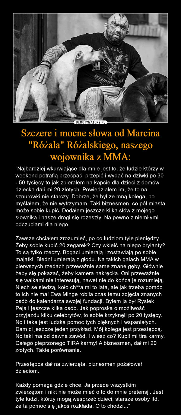 Szczere i mocne słowa od Marcina "Różala" Różalskiego, naszego wojownika z MMA: