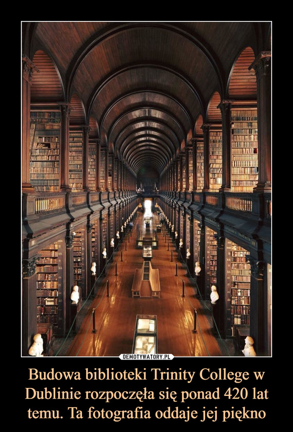 Budowa biblioteki Trinity College w Dublinie rozpoczęła się ponad 420 lat temu. Ta fotografia oddaje jej piękno –  