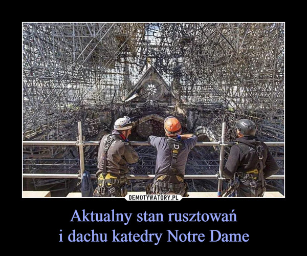Aktualny stan rusztowań
i dachu katedry Notre Dame