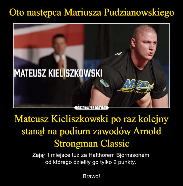 Oto następca Mariusza Pudzianowskiego Mateusz Kieliszkowski po raz kolejny stanął na podium zawodów Arnold Strongman Classic