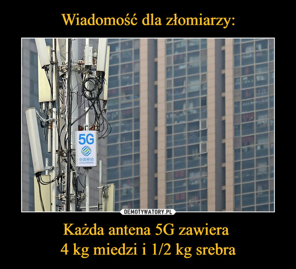 Każda antena 5G zawiera 4 kg miedzi i 1/2 kg srebra –  