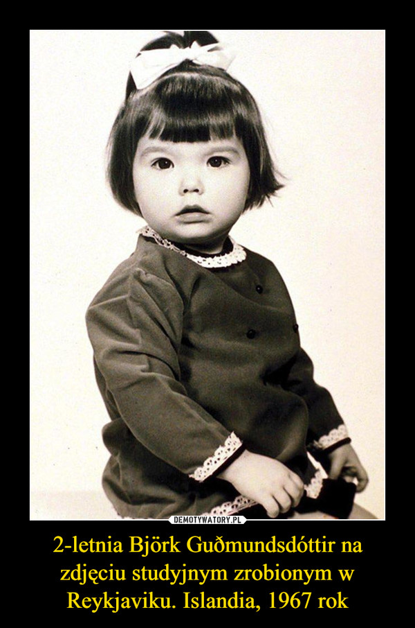 2-letnia Björk Guðmundsdóttir na zdjęciu studyjnym zrobionym w Reykjaviku. Islandia, 1967 rok –  