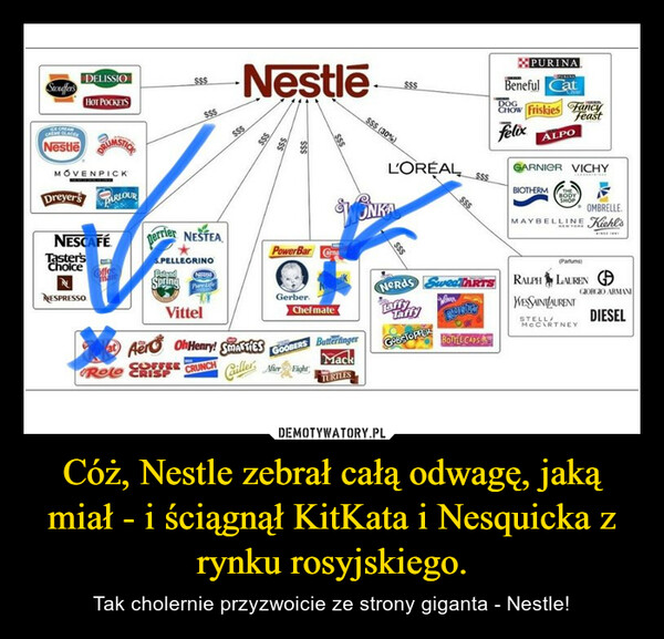 Cóż, Nestle zebrał całą odwagę, jaką miał - i ściągnął KitKata i Nesquicka z rynku rosyjskiego.