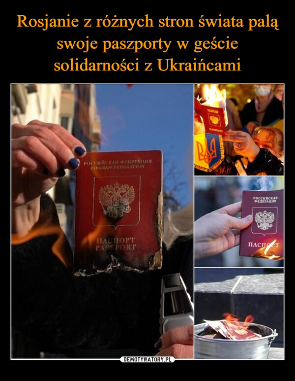 Rosjanie z różnych stron świata palą swoje paszporty w geście solidarności z Ukraińcami
