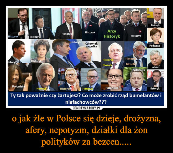 o jak źle w Polsce się dzieje, drożyzna, afery, nepotyzm, działki dla żon polityków za bezcen..... –  