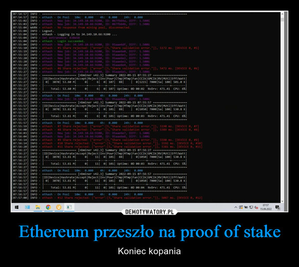 Ethereum przeszło na proof of stake