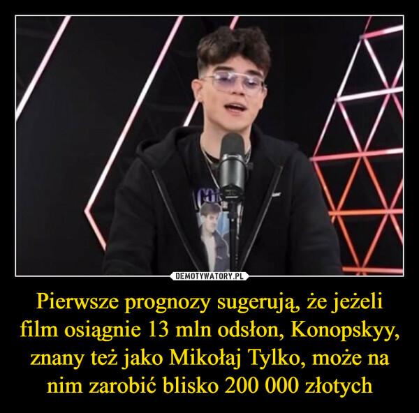 Pierwsze prognozy sugerują, że jeżeli film osiągnie 13 mln odsłon, Konopskyy, znany też jako Mikołaj Tylko, może na nim zarobić blisko 200 000 złotych –  $