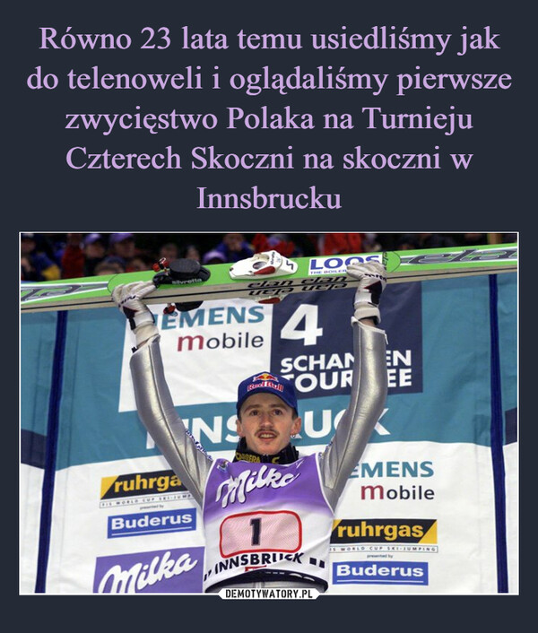Równo 23 lata temu usiedliśmy jak do telenoweli i oglądaliśmy pierwsze zwycięstwo Polaka na Turnieju Czterech Skoczni na skoczni w Innsbrucku